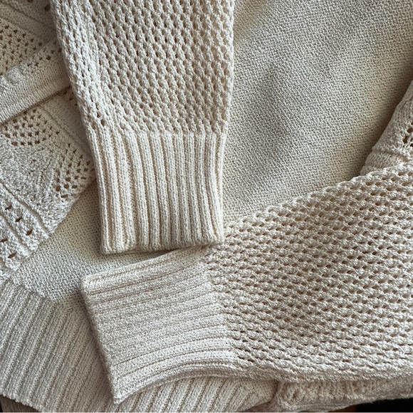 ST. JOHN COLLECTION Full Zip Knit Mock Neck Eyelet Stitched Cardigan Sweater 6 - Picture 6 of 11